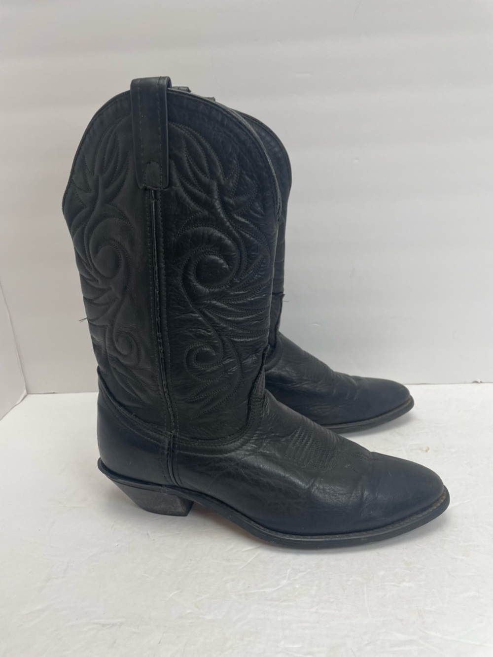 Laredo Womens Black Leather Cowboy Western Boots Sz 8 M 51071 Made in USA